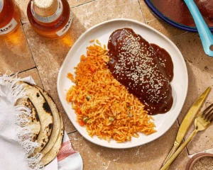 Oaxacan mole negro sauce and crispy tlayudas from local market