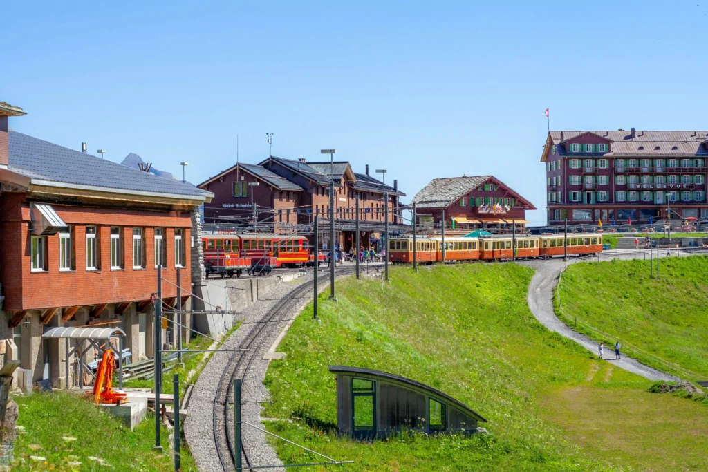 Best European train GoldenPass Line passing Swiss lakes and mountain villages
