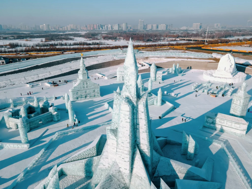 Massive illuminated ice sculptures at Harbin's famous winter festival in China