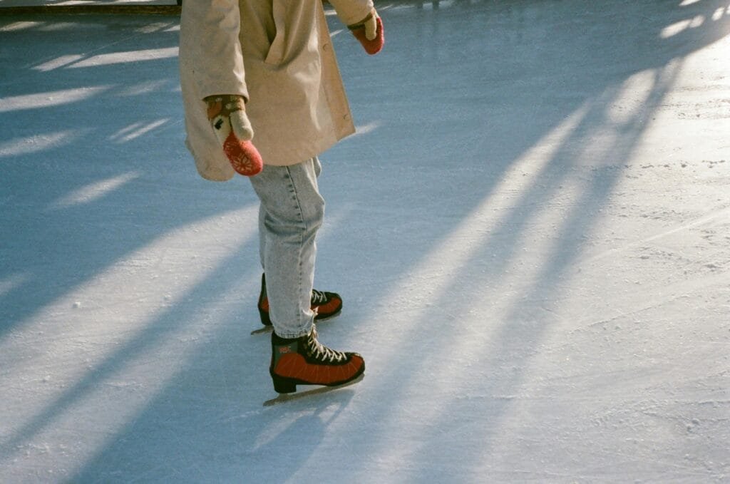People ice skating at Rockefeller Center in New York City during winter festivities
